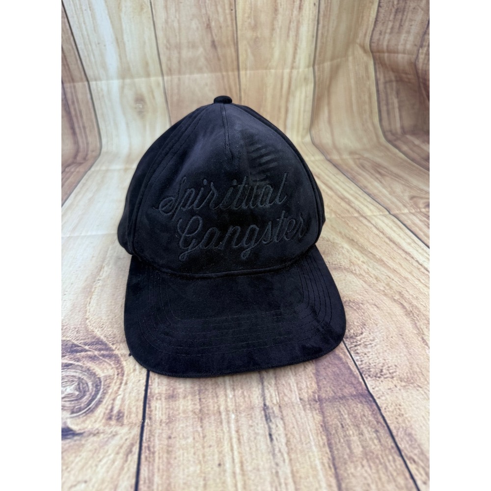 Spiritual Gangster Black Velvet Snapback Baseball Hat Tonal Logo One Size